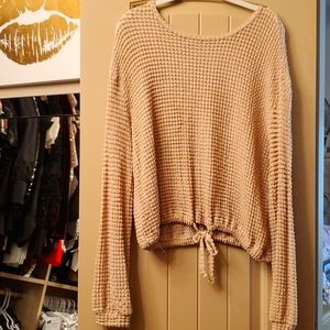 Elan beige waffle knit sweater